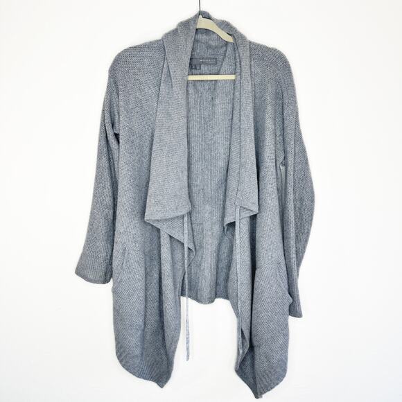 360 Cashmere Sweaters - 360 Cashmere Grey Draped Wrap Tie Front Moto Waterfall Cardigan Sweater Small